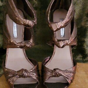 Halston Heritage Metallic Bronze Strappy Heels